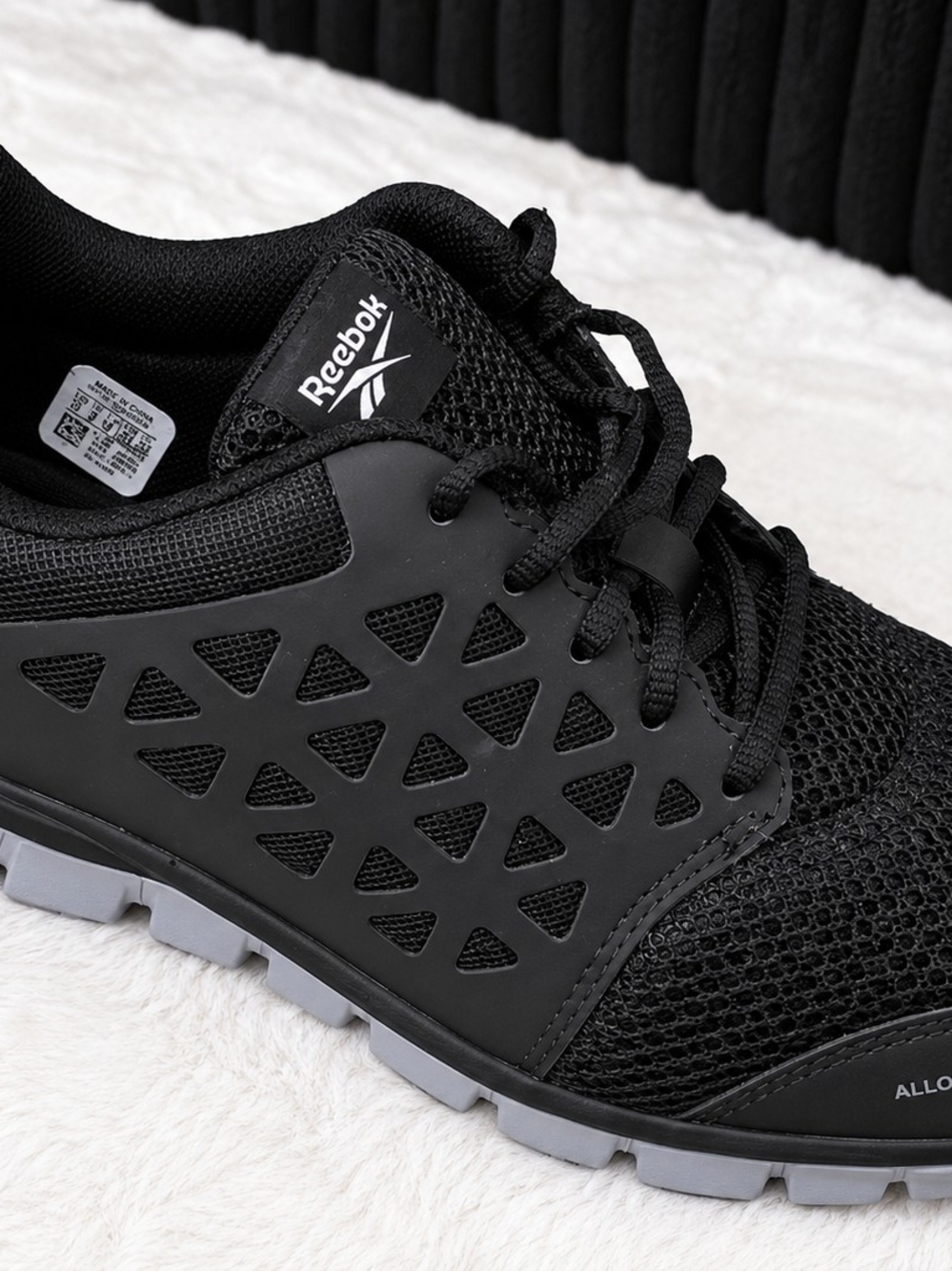 Reebok SubLite Men's Alloy Toe Low Top Work Sneakers Black/Gray Mesh